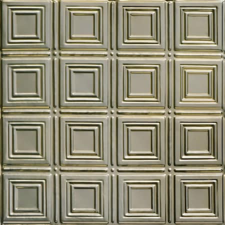 From Plain To Beautiful In Hours Mini Town Squares 2 ft. x 2 ft. Faux Tin Lay-in Ceiling Tile in Gold Nugget (48 sq. ft./case), 12PK SKPC204-gn-24x24-D-12